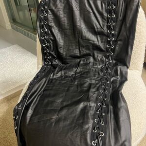 Elegant Black Lace-Up Dress